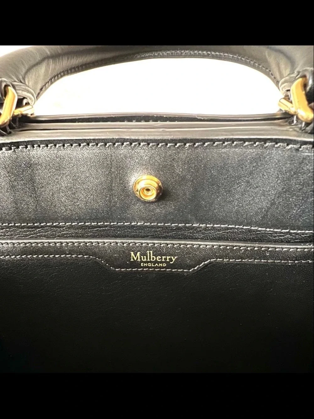 Mulberry Black Leather Satchel with Gold Hardware